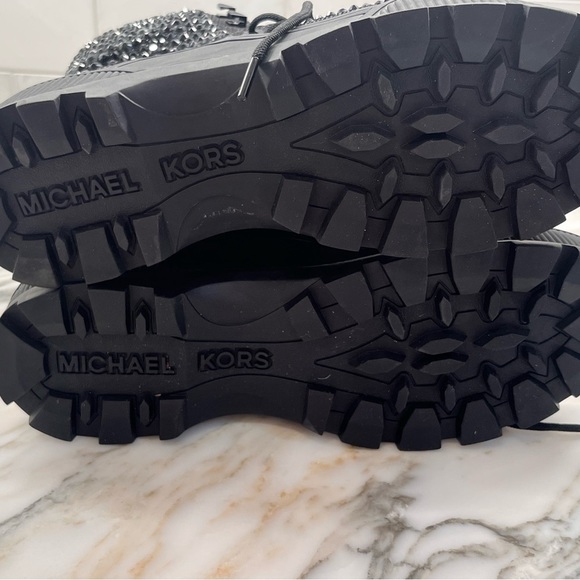 New! Michael Kors Women’s Shane Glitter Black Lace-Up Bootie Boots Size 11 - Picture 10 of 12